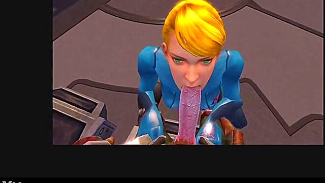 Blonde Aran Samus Gives Animated Blowjob With Sound Effects