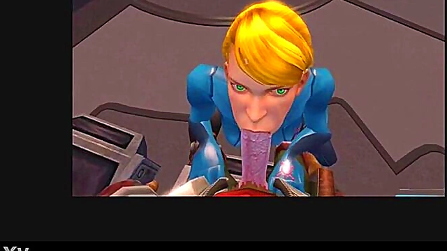 Blonde Aran Samus Gives Animated Blowjob With Sound Effects