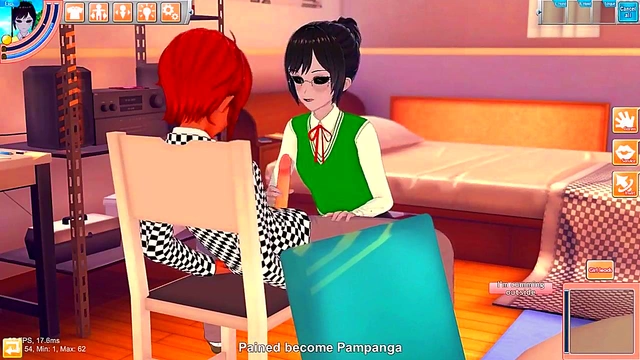 Pale Brunette in 3D Hentai Koikatu Nails Hardcore Blowjob & Handjob Session