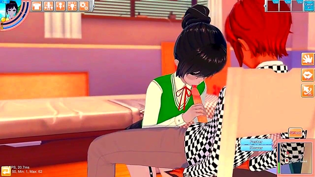 Pale Brunette in 3D Hentai Koikatu Nails Hardcore Blowjob & Handjob Session