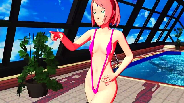 Hot Sakura Haruno Dances Seductively in Anime Hentai Action