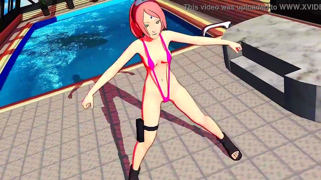 Hot Sakura Haruno Dances Seductively in Anime Hentai Action