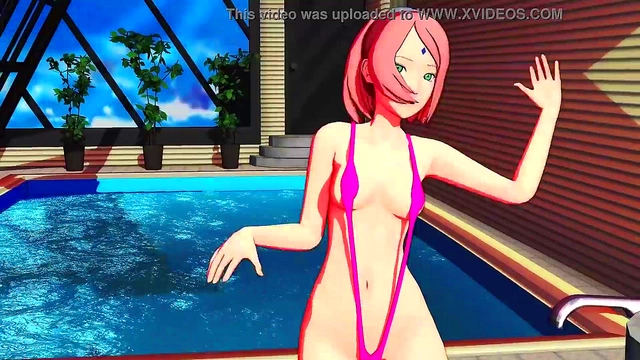 Hot Sakura Haruno Dances Seductively in Anime Hentai Action