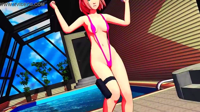 Hot Sakura Haruno Dances Seductively in Anime Hentai Action