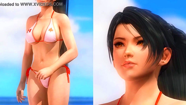 Big-Busted Cartoony Babe Seduces in Dead or Alive 5 Beach Scene
