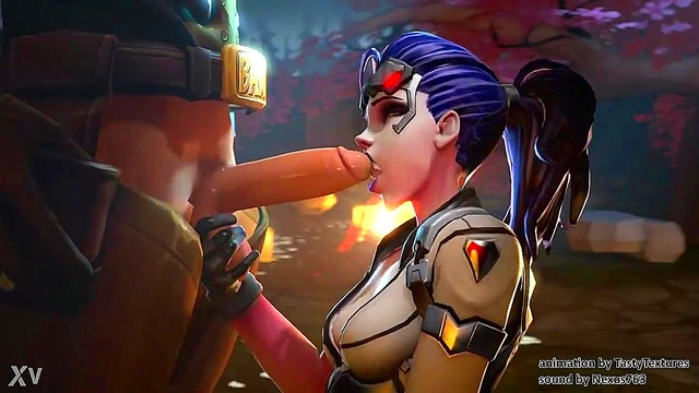 Widowmaker Gives McRee a Steamy Blowjob in Overwatch’s Horny 3D Anime World