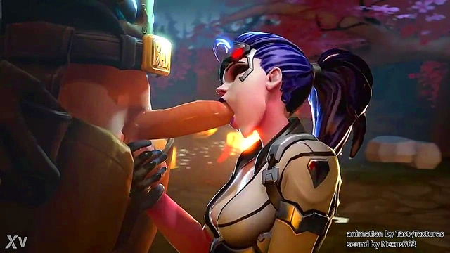 Widowmaker Gives McRee a Steamy Blowjob in Overwatch’s Horny 3D Anime World
