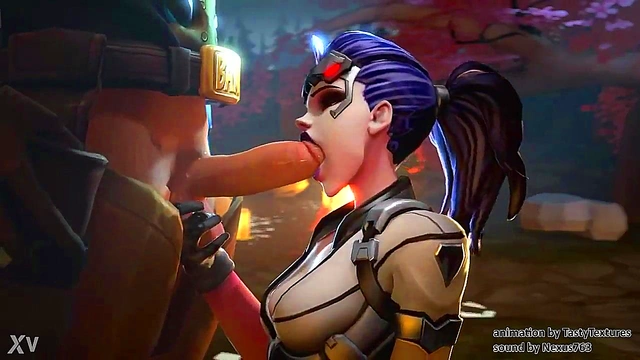 Widowmaker Gives McRee a Steamy Blowjob in Overwatch’s Horny 3D Anime World
