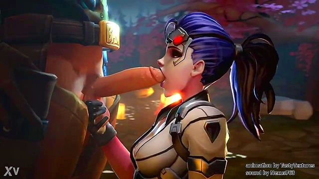 Widowmaker Gives McRee a Steamy Blowjob in Overwatch’s Horny 3D Anime World