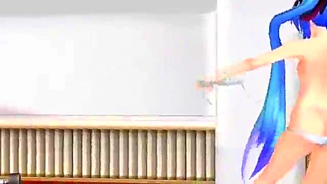 Naked 3D Hentai Babe Strips Teasingly Before Solo Masturbation Session