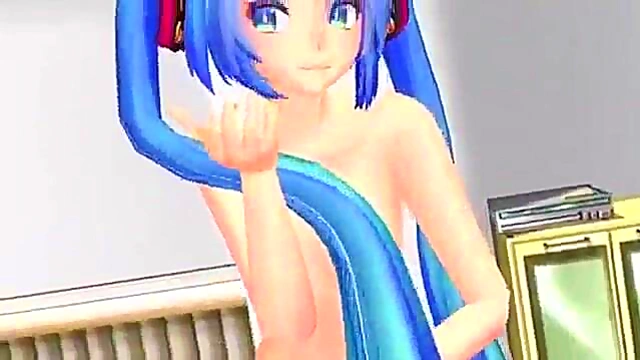 Naked 3D Hentai Babe Strips Teasingly Before Solo Masturbation Session