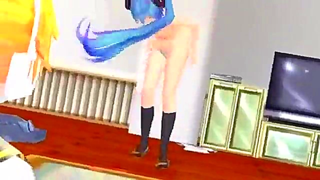 Naked 3D Hentai Babe Strips Teasingly Before Solo Masturbation Session