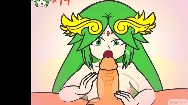 Hot Cartoon Scene – Peach Gives Palutena A naughty Blowjob & TitFuck ForCumshot