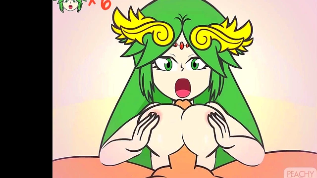 Hot Cartoon Scene – Peach Gives Palutena A naughty Blowjob & TitFuck ForCumshot