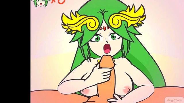 Hot Cartoon Scene – Peach Gives Palutena A naughty Blowjob & TitFuck ForCumshot