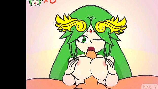 Hot Cartoon Scene – Peach Gives Palutena A naughty Blowjob & TitFuck ForCumshot