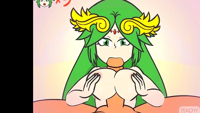 Hot Cartoon Scene – Peach Gives Palutena A naughty Blowjob & TitFuck ForCumshot