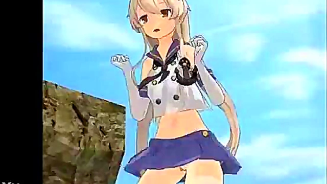 Naked Shimakaze Anime Chick Seduces With Sexy Moves