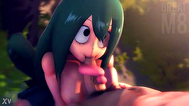 Tsuyu Asui from My Hero Academia Sucks Dick in Hot 3D Anime Oral Scene