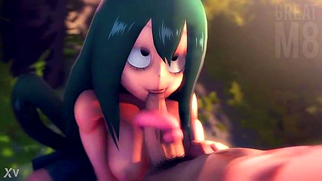 Tsuyu Asui from My Hero Academia Sucks Dick in Hot 3D Anime Oral Scene