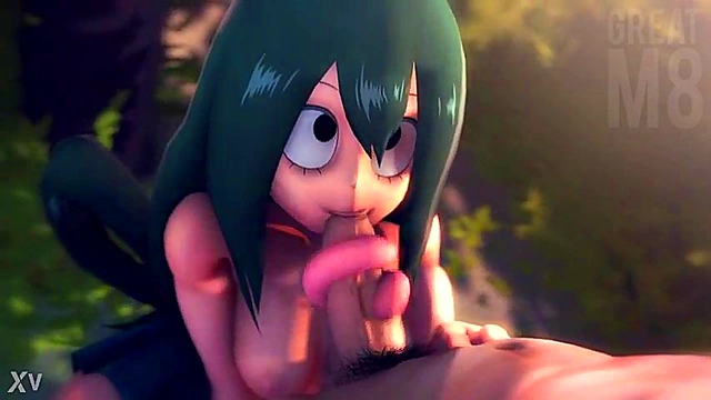 Tsuyu Asui from My Hero Academia Sucks Dick in Hot 3D Anime Oral Scene