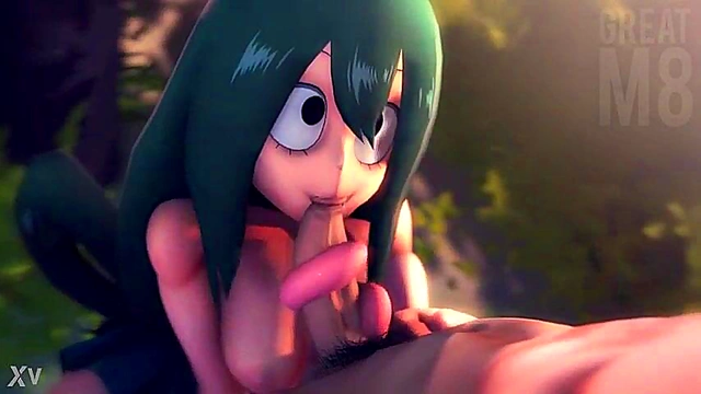 Tsuyu Asui from My Hero Academia Sucks Dick in Hot 3D Anime Oral Scene