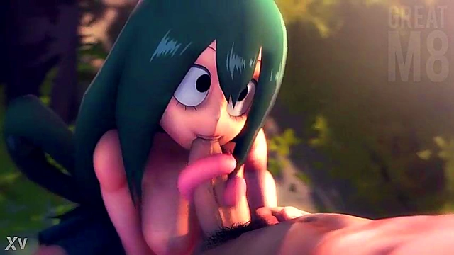 Tsuyu Asui from My Hero Academia Sucks Dick in Hot 3D Anime Oral Scene