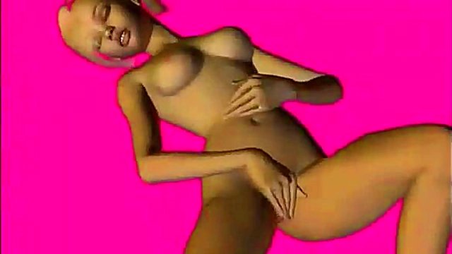 Virtual Anime Babe Rubs Her Pussy While Giving A Blowjob