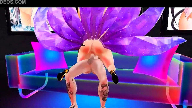 Ahri KDA Rides Hard Dick for AHeGao Orgasm in Anime Cosplay Sex Scene