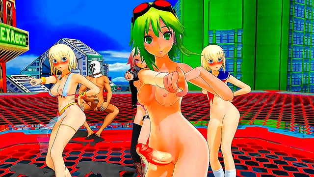 Futuristic Futanari Girl Leads Anime Dance Party With Support Group Bam
