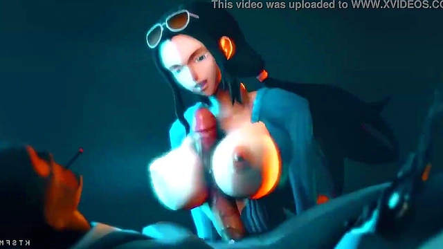 Nico Robin Gives Lusty Titjob In One Piece 3D Hentai Adventure