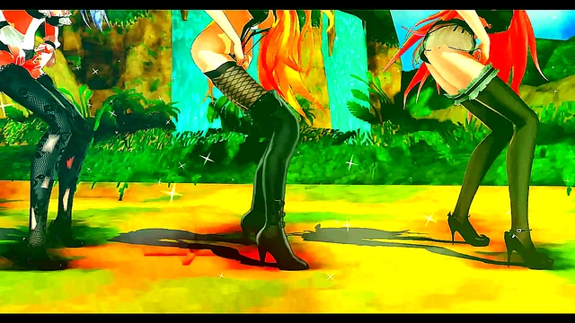 Hot Anime Girls Dance Seductively Before Outdoor Sex MMD