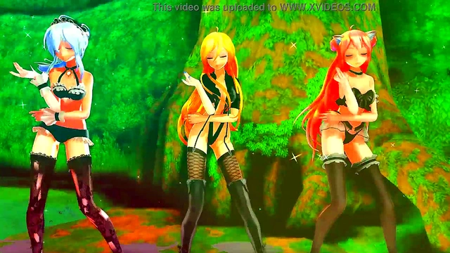 Hot Anime Girls Dance Seductively Before Outdoor Sex MMD