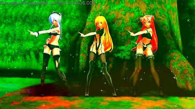 Hot Anime Girls Dance Seductively Before Outdoor Sex MMD