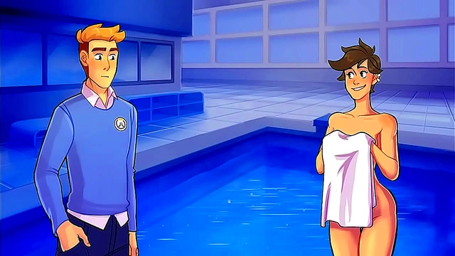 Tracer Sucks Dick In Erotic Hentai Visual Novel Scene