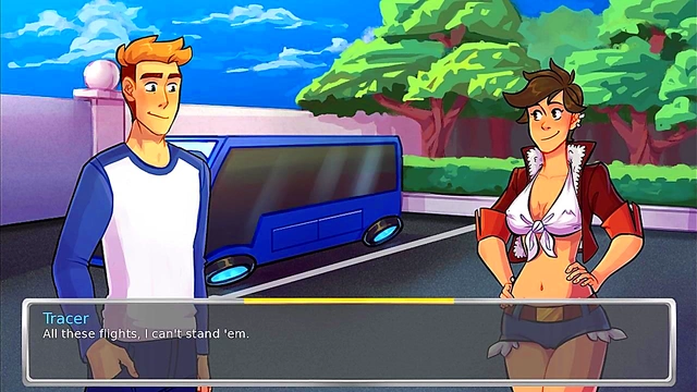 Tracer Sucks Dick In Erotic Hentai Visual Novel Scene