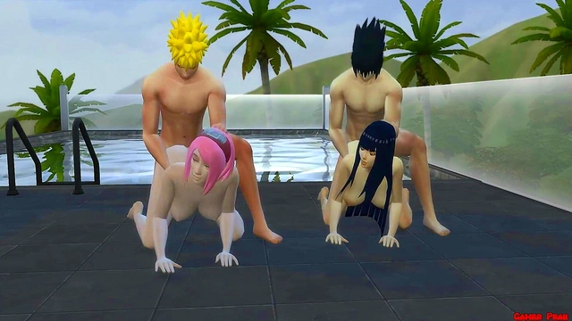 Naruto Wife Swap – Hinata & Sakura'ssteamy Hentai Pool Adventure