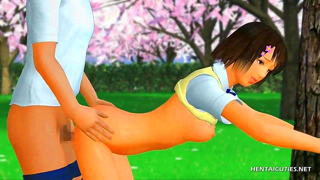 Hardcore 3D Brunette Hentai Outdoor Fucking & Sucking Hard Cock