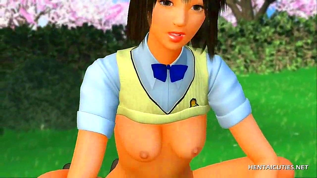 Hardcore 3D Brunette Hentai Outdoor Fucking & Sucking Hard Cock