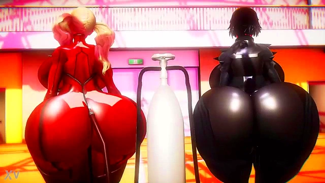 Ann and Makoto Inflate Hourglass Bodies for Steamy 3D Anime Action