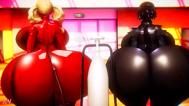 Ann and Makoto Inflate Hourglass Bodies for Steamy 3D Anime Action