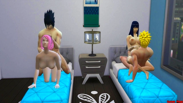 Naruto Hentai – Hinata & Sakura Fucked by Husbands in Hot Married Wife Action