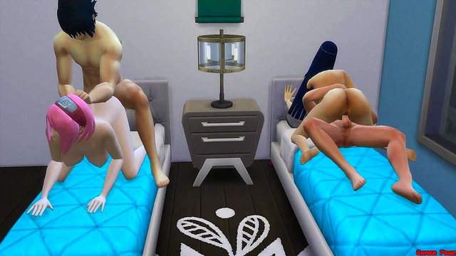 Naruto Hentai – Hinata & Sakura Fucked by Husbands in Hot Married Wife Action