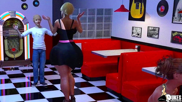 MILF Waitress Blackmails Boss With Blowjob & Deepthroat For Raises