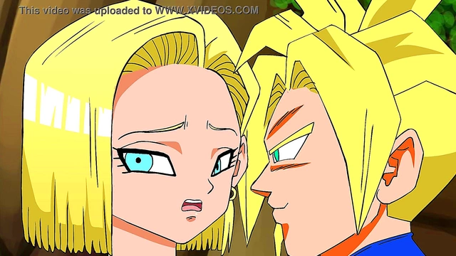 Trunks Rescues Big-Busted Android 18 for Panty Shoot & Creampie Finish