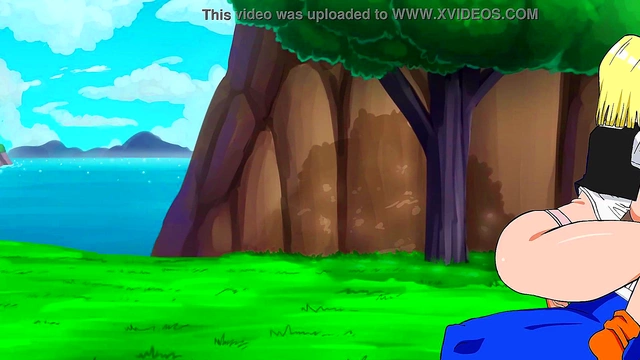 Trunks Rescues Big-Busted Android 18 for Panty Shoot & Creampie Finish