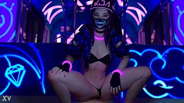 3D Anime Cosplay Cutie Rides Cock for League Legends-Inspired Cumshot Fun