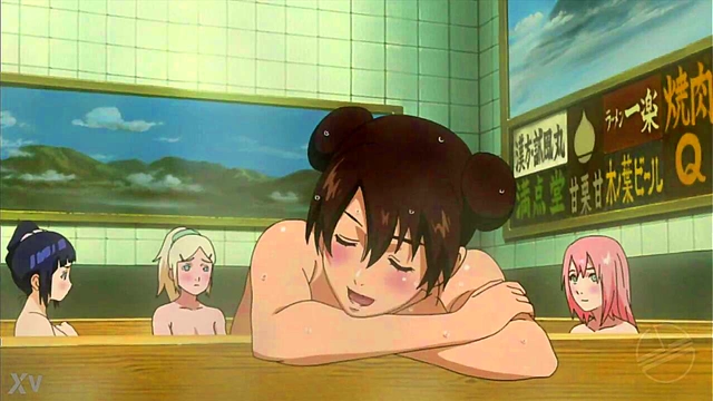 Hinata, Sakura, Tenten & Ino Bathe Nude in Steamy Naruto Anime Scene