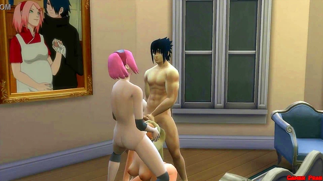 Sasuke Fucks Ino & Sakura's Big Tits and Asses in Naruto Hentai Gangbang