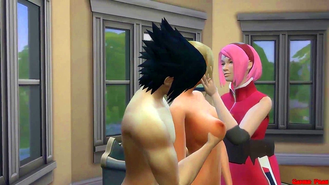 Sasuke Fucks Ino & Sakura's Big Tits and Asses in Naruto Hentai Gangbang